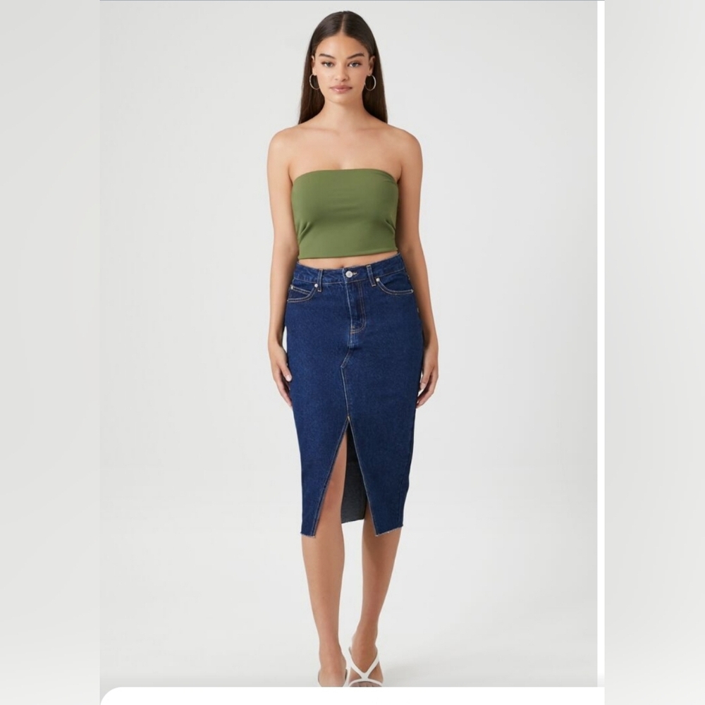 F21 Midi nonstretch denim skirt NWT